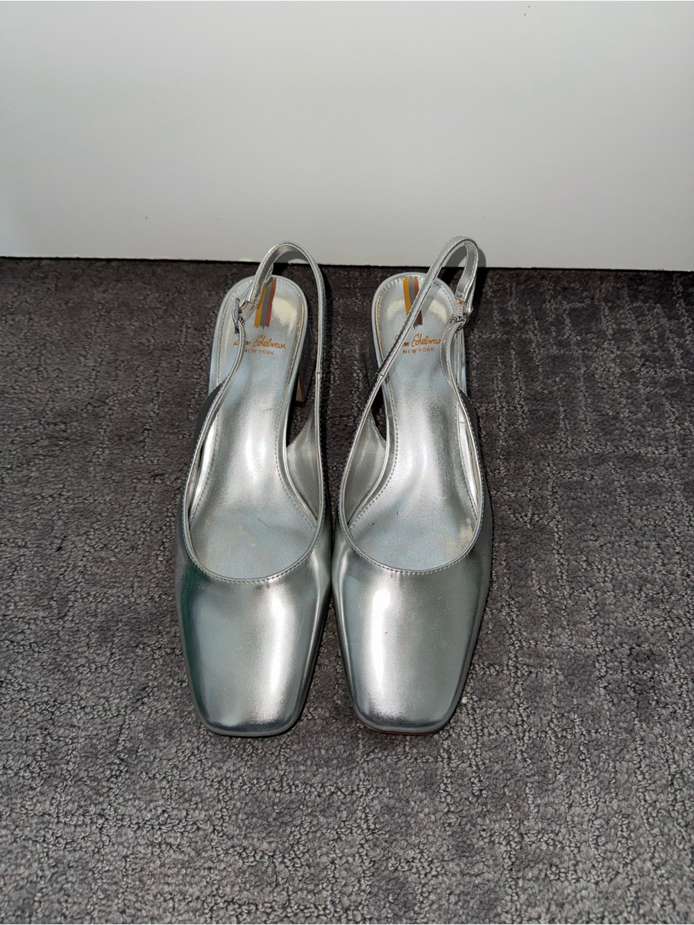 Sam Edelman Metallic Silver Slingback Heels